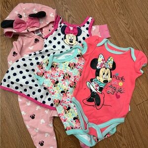 0-3m Preloved Disney Minnie Mouse Kids One Pieces Bundle